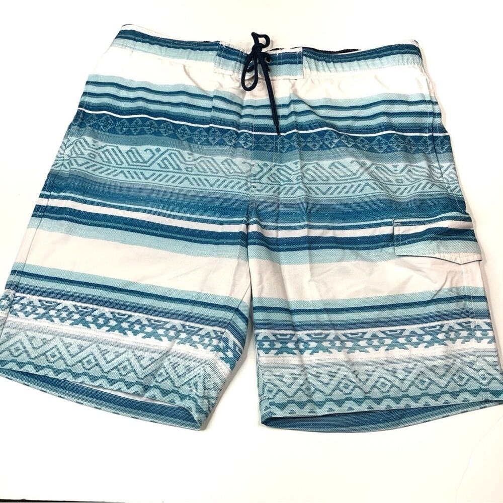 Sonoma Men's White Blue Stripe Board Shorts Swim XL